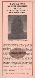 [RAPIN] DANS LA NUIT DE RENE MAGRITTE... - Propos de Ren Magritte recueillis par Maurice Rapin, le 5 janvier 1958 (La Tendance Populaire Surraliste, Maurice Rapin, 1958)