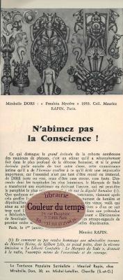 [RAPIN] N'ABÎMEZ PAS LA CONSCIENCE ! - Maurice Rapin. Illustration de Mirabelle Dors (La Tendance Populaire Surréaliste, Mirabelle Dors et Maurice Rapin, 1963)