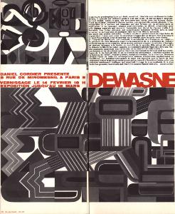 [DEWASNE] DEWASNE - Texte de Daniel Cordier. Catalogue d'exposition de la Galerie Daniel Cordier (1963 ?)