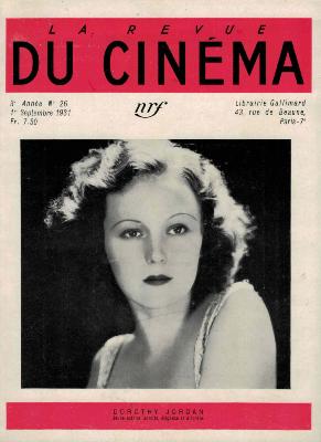 LA REVUE DU CINEMA. Critique, recherches, documents. 3ème année - n°26/1er Septembre 1931 - Directeur Robert Aron