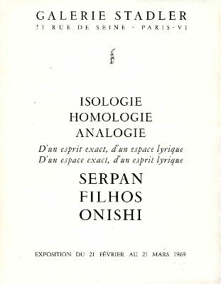 [Collectif] ISOLOGIE, HOMOLOGIE, ANALOGIE. D'un esprit exact, d'un espace lyrique. D'un espace exact, d'un esprit lyrique - Texte de Michel Tapié. Plaquette d'exposition de la Galerie Stadler (1969)