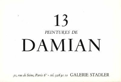 [DAMIAN] 13 PEINTURES DE DAMIAN - Plaquette d'exposition de la Galerie Stadler (1980) 