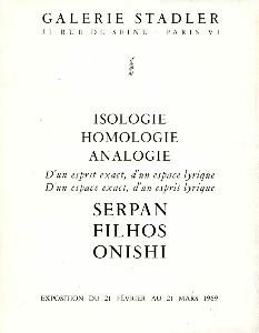 [Collectif] ISOLOGIE, HOMOLOGIE, ANALOGIE. D'un esprit exact, d'un espace lyrique. D'un espace exact, d'un esprit lyrique - Texte de Michel Tapi. Plaquette d'exposition de la Galerie Stadler (1969)